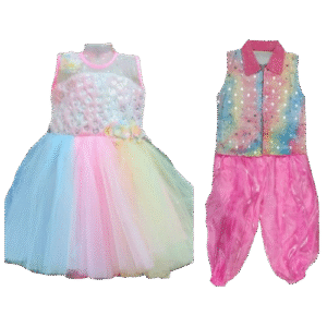 Dynamic Western Dance Costume for Kids - Rainbow Pink