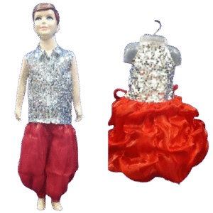 Dynamic Western Dance Costume for Kids - Sparkle Red & White colour