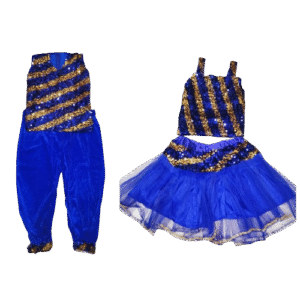 Dynamic Western Dance Costume for Kids - Sparkel Blue & Golden colour