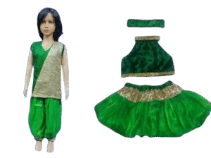 Dynamic Western Dance Costume for Kids - Sparkle Green & White colour