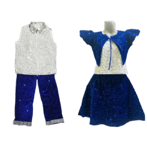 Dynamic Western Dance Costume for Kids - Butterfly Blue & White colour