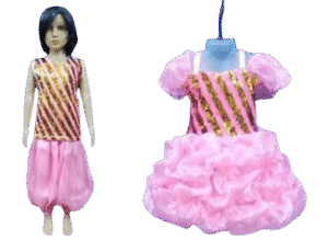 Dynamic Western Dance Costume for Kids - Sparkle Pink colour