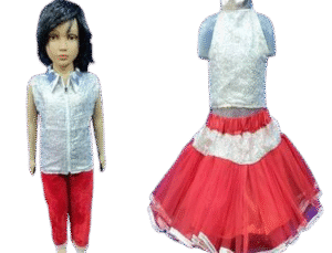 Dynamic Western Dance Costume for Kids - Sparkle Red & White colour
