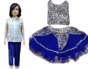 Dynamic Western Dance Costume for Kids - Sparkle Blue & White colour
