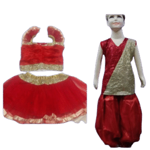 Dynamic Western Dance Costume for Kids - Sparkle Red & Golden colour