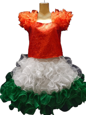 Tri-Colour Frock - Orange, White & Green for National Celebrations! -03