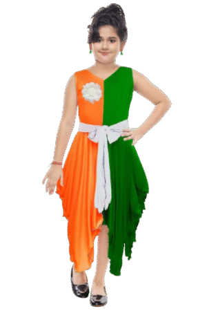 Tri-Colour Frock - Orange, White & Green for National Celebrations! -05