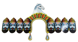 Wooden Ravan Mask for Fancy Dress: Embody the Mighty Demon King!