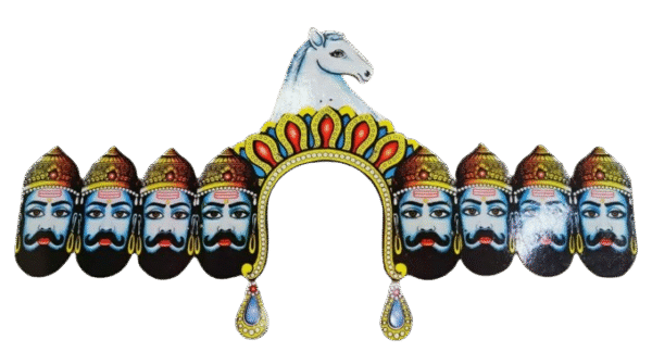 Wooden Ravan Mask for Fancy Dress: Embody the Mighty Demon King!