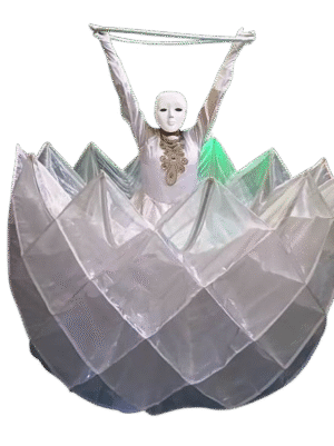 White Lotus Bloom Retractable Skirt Dress