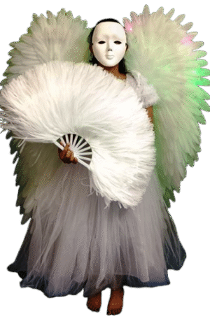 Giant White Angel Wings & Feathered Fan Set